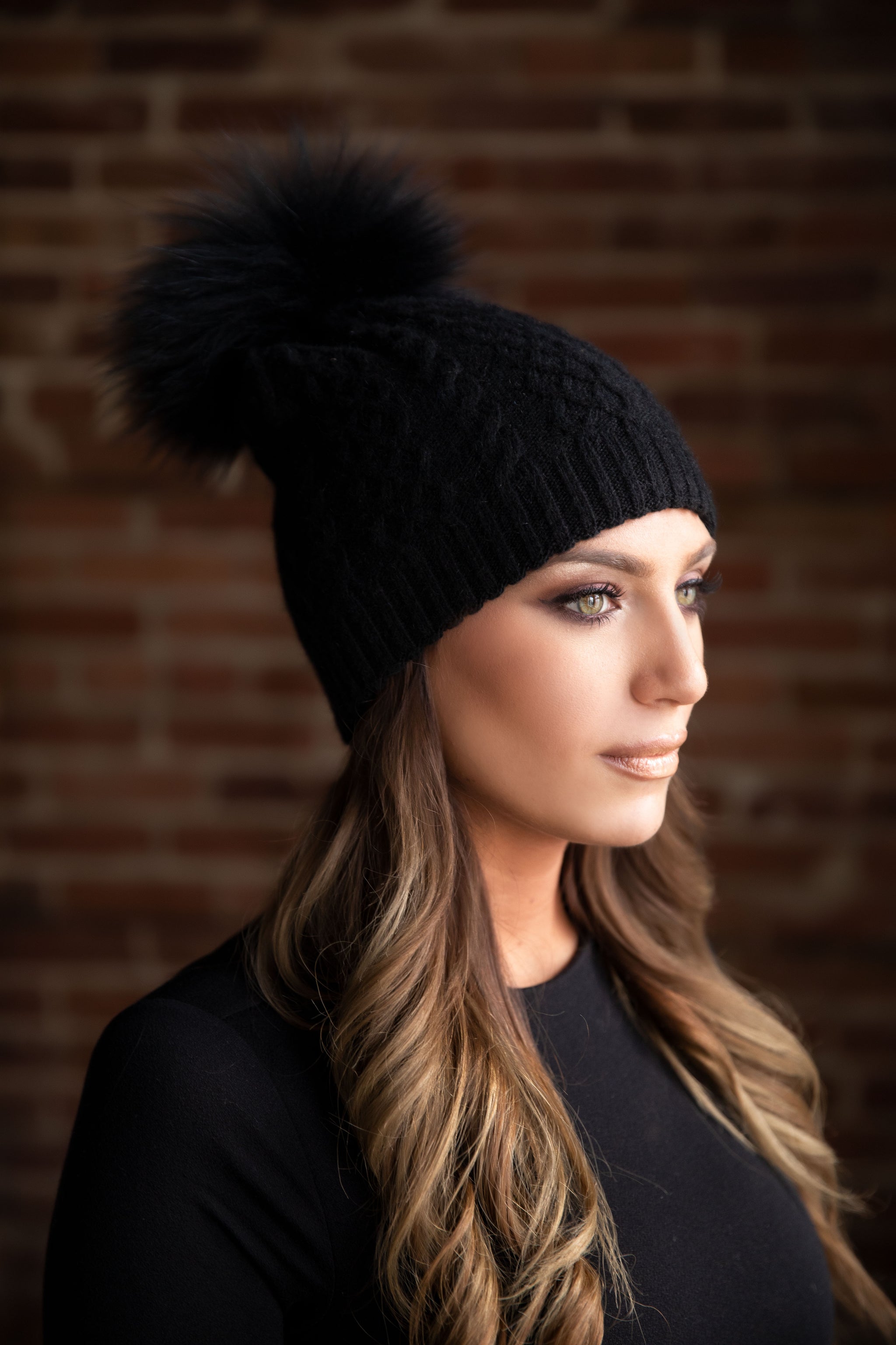 Black Classic Cableknit Cashmere Hat – Melina's Bowtique LLC