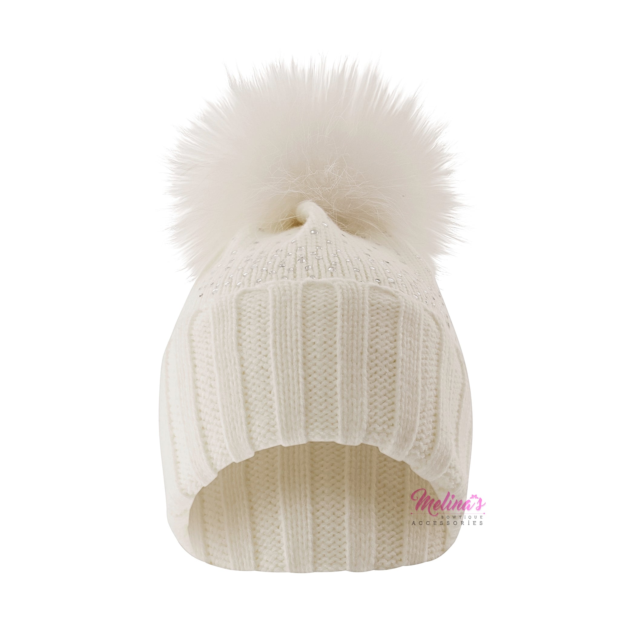 Cream Crystal Beanie – Melina display picture 1