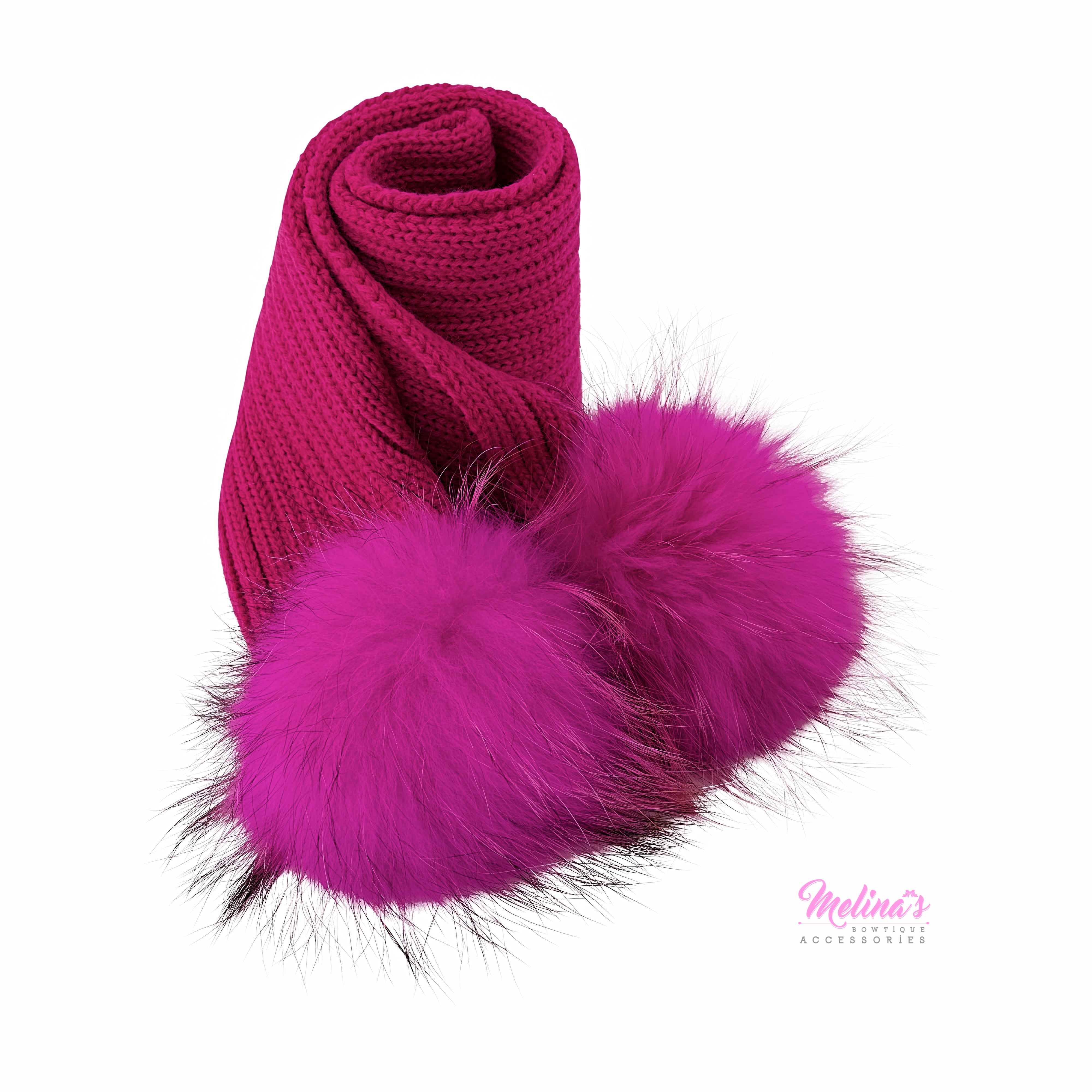 Melina's Bowtique LLC Pink Double Pom Knit Scarf Light Pink Poms