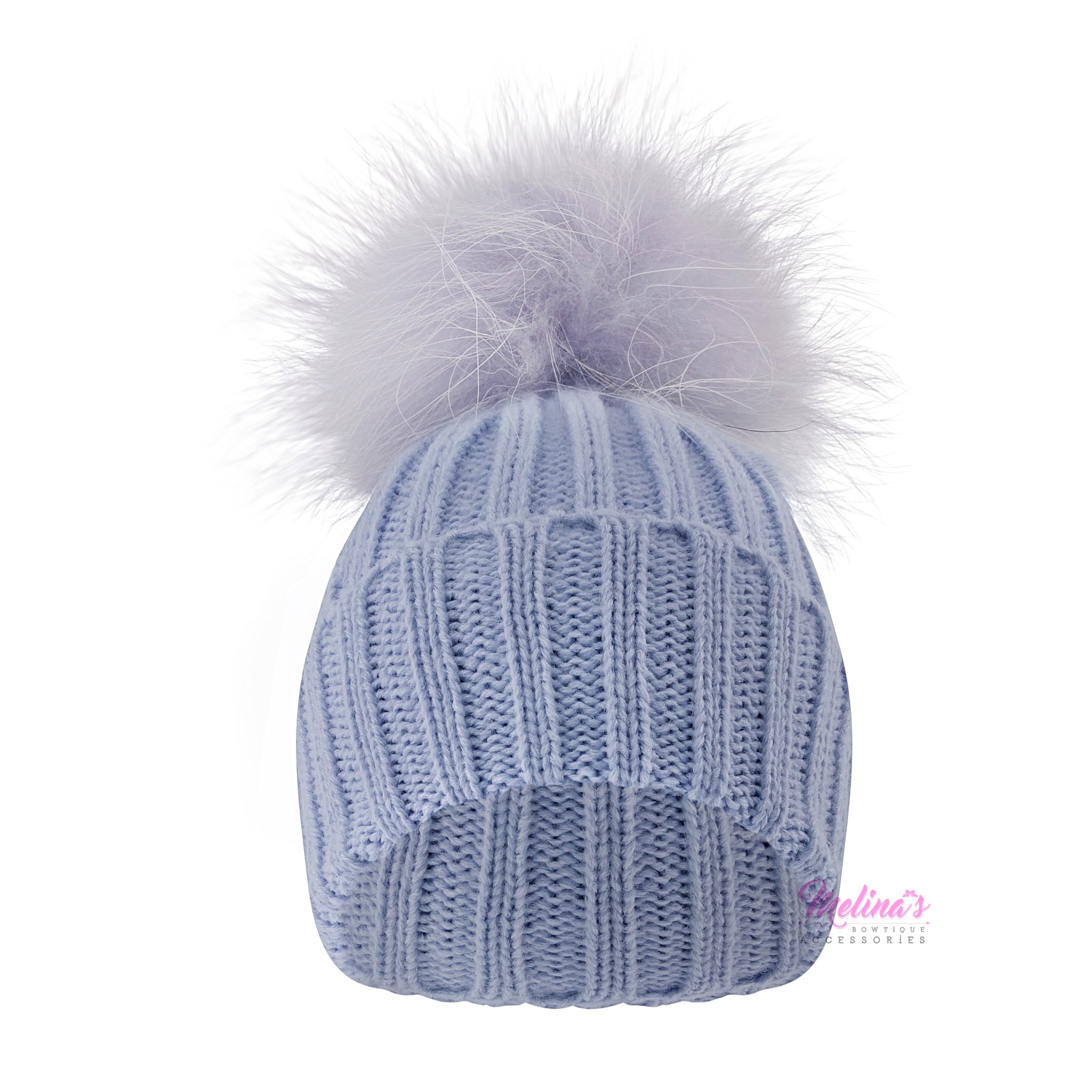 NWOT Pello Bello Embellished Gem Pom-pom Beanie In Blue 47 Royal Blue Knit Winter Pom Beanie – Pan-Mass Challenge main image 2