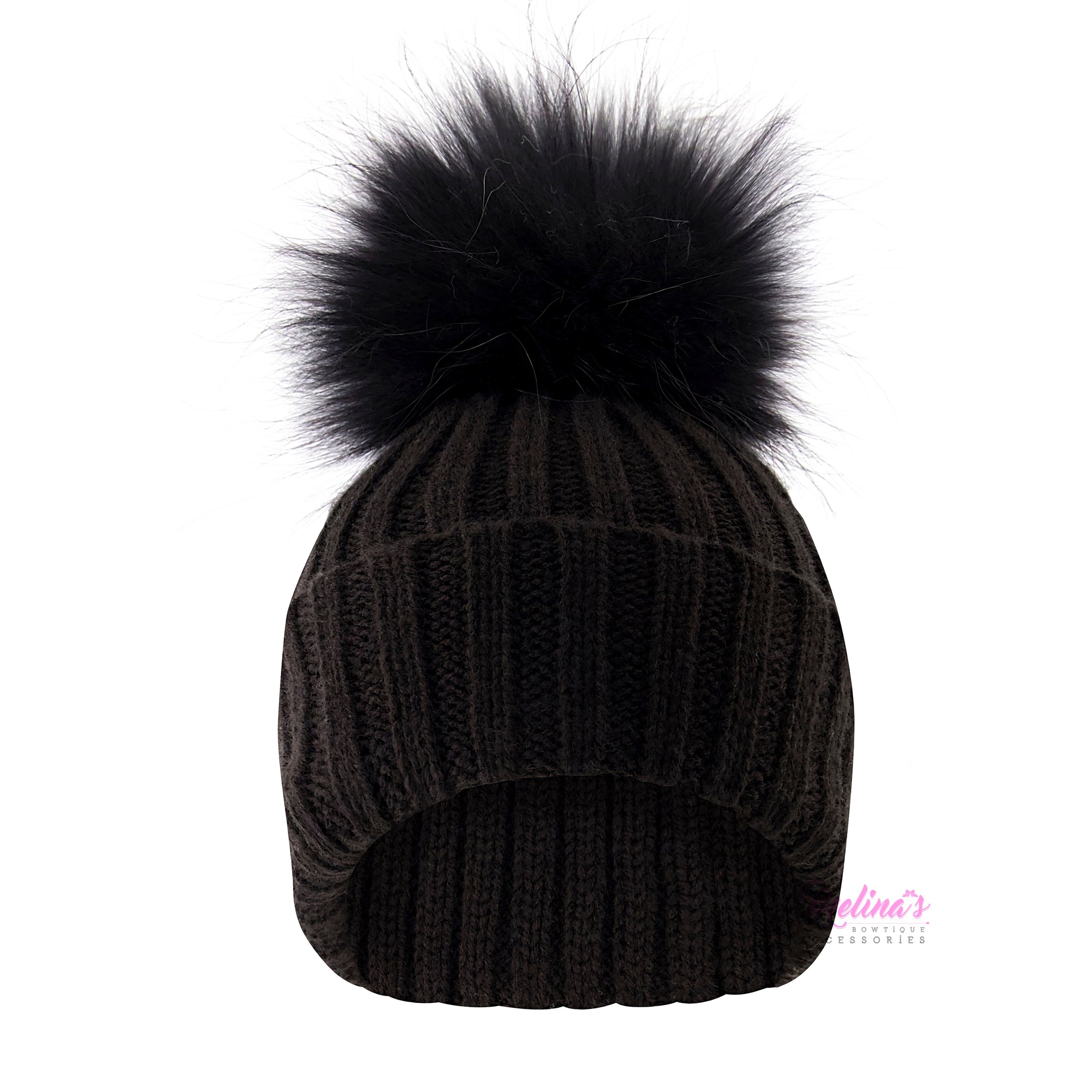 Black Pom Beanies – Melina
